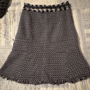 Tory Burch Navy and White Maryna Tweed Skirt.  Size 2